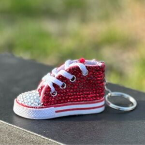 Sparkling Rhinestone Red and Crystal Clear Mini Sneaker Keychain